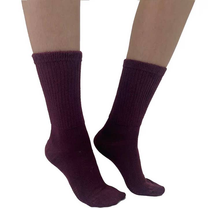 Burgundy Extra Wide Bamboo Super Soft Socks for wholesale by Malka Chic