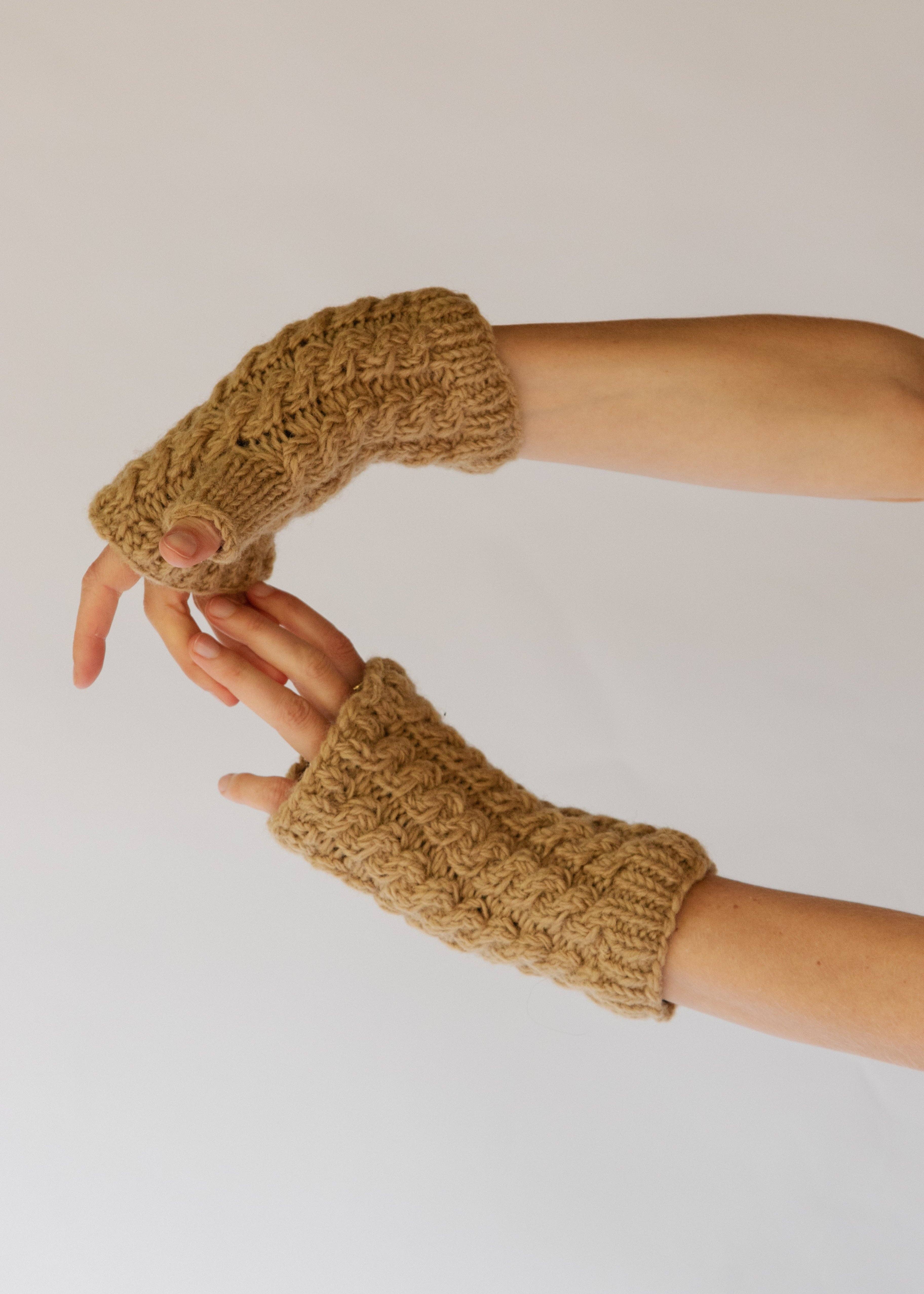 Hobo and Hatch – Luvas - Mulher por atacado – Luvas sem Dedos em Malha // Caramelo1