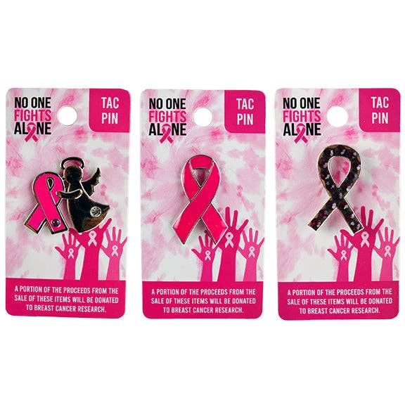 Novelty Brands - Wholesale Retailer Display - Accessories - Breast Cancer Awareness PINK Tac Pins Assortment- 12/Display1