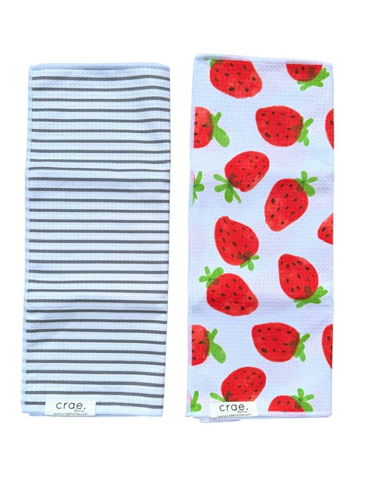 Pinner Gray/Strawberry Days: 2 Double Sided-Hand Towels for wholesale by Crae.Home