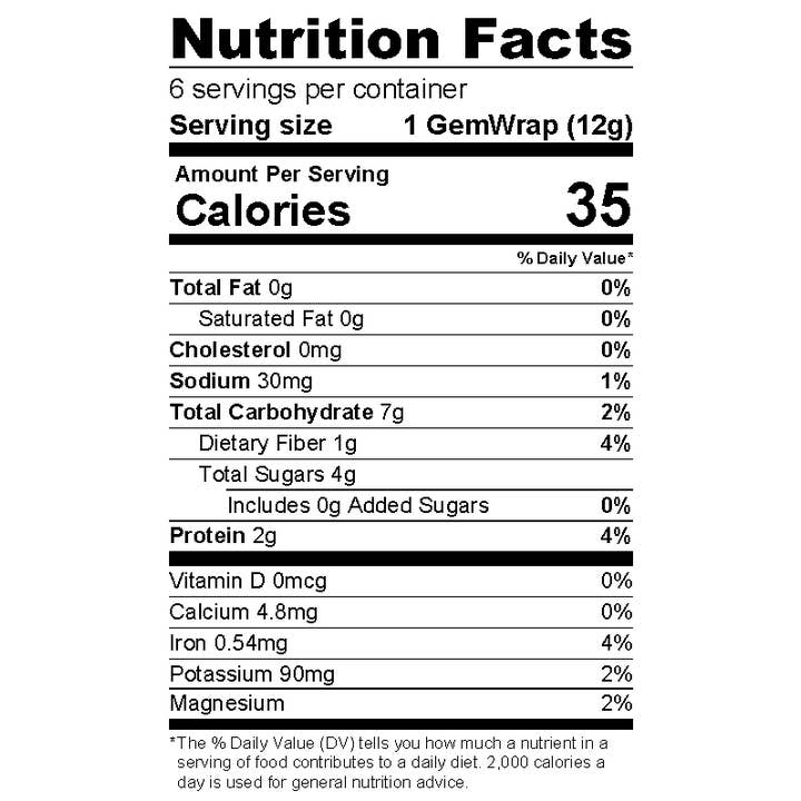 NewGem - Wholesale Bread/tortilla - Apple Kale - 6pk Sandwich Wraps8