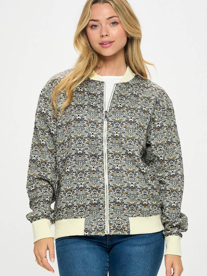 GIACCA BOMBER CON STAMPA FLOREALE E API per la vendita all'ingrosso da parte di SM WARDROBE