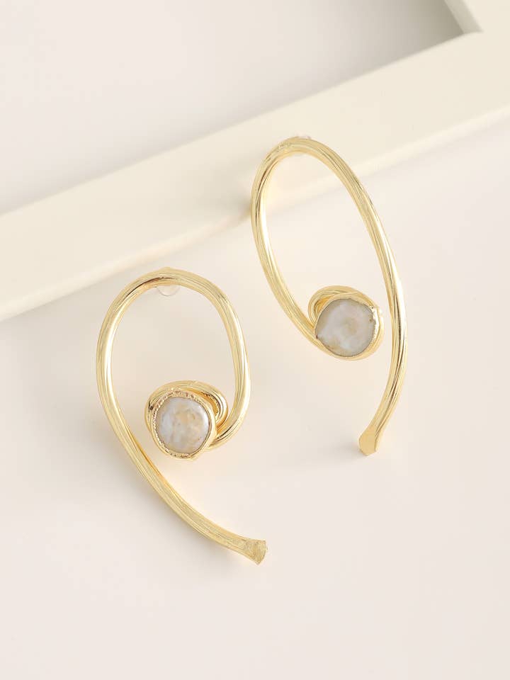 Gold Plated Stone Earrings for wholesale by BUBU BY TEKIN SHOP