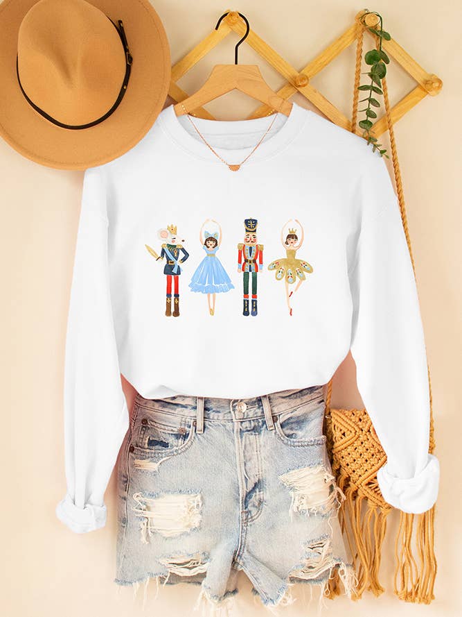 Comely Fashion - Wholesale Graphic Sweatshirt - Women's - Graphic Christmas Nutcracker Sweatshirt