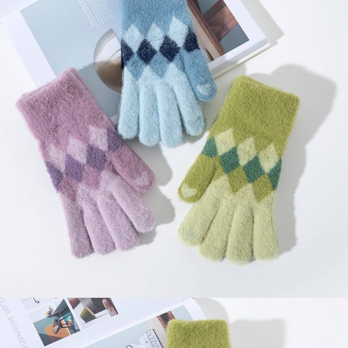 NINEXIS - Wholesale Gloves - Women's - CWAG00557_WOMEN WINTER  KNIT TOUCHSCREEN GLOVES4