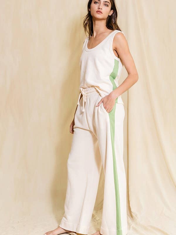 BUCKETLIST - Wholesale Lounge Sweatpants/Joggers - Women's - P5427 Contrast Details Wide Waist Banded Sweatpants