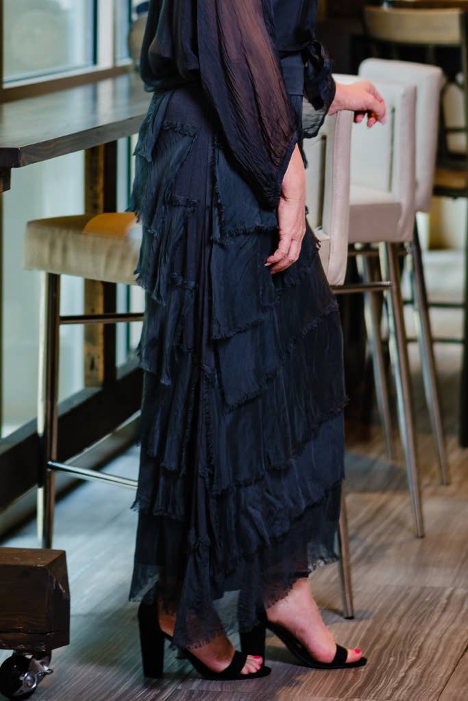 TINA Stephens Italy/Tees By Tina - Wholesale Skirt - Women's - Elisa Silk Ruffle Skirt (SL201)47