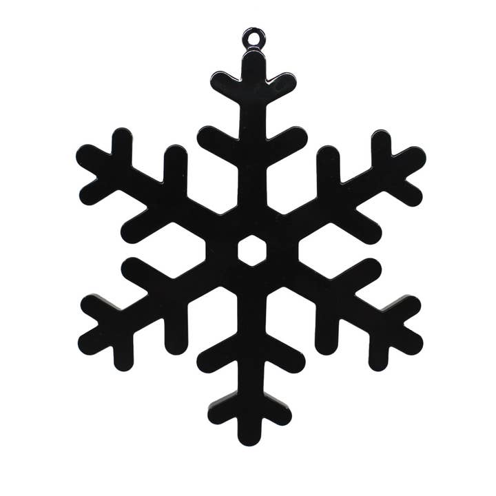 Ornamento lucido a forma di fiocco di neve, nero, 17,8 cm per la vendita all'ingrosso da parte di Very Christmas