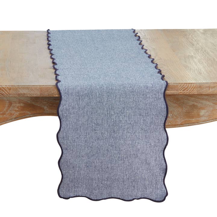 Recycled Scallop Border Table Runner for wholesale by Saro Lifestyle