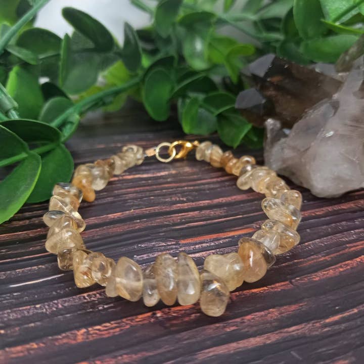 Bracelete de fecho de cristal de quartzo rutilado dourado por atacado de Willow Witch Wares