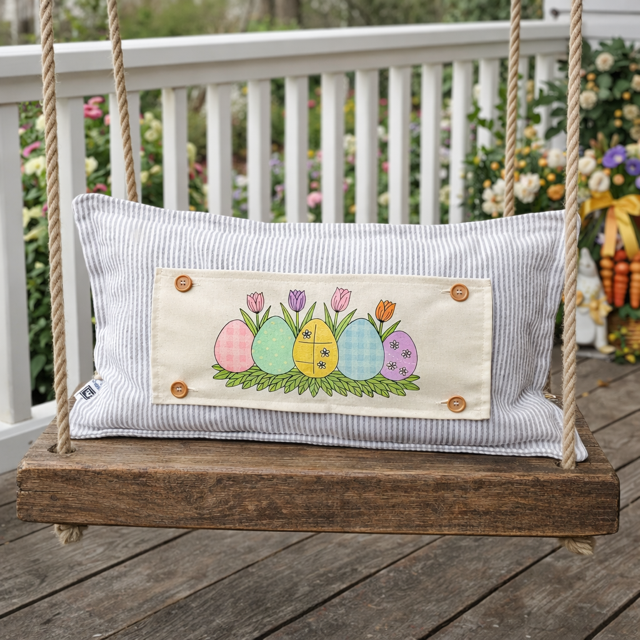 PillowPanels - Wholesale Throw/Decorative Pillow - PANEL ONLY: RECTANGLE Spring, Pastel, Bunny, Buffalo Check, Checkered  Gingham; PASTEL QUILTED EGGS  with TUILIPS3