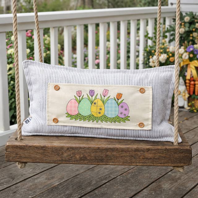 PillowPanels - Wholesale Throw/Decorative Pillow - PANEL ONLY: RECTANGLE Spring, Pastel, Bunny, Buffalo Check, Checkered Gingham; PASTEL QUILTED EGGS with TUILIPS3