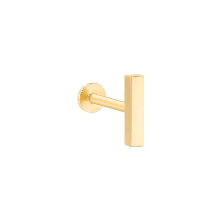 Musemond – wholesale Enkelt örhänge – Fyrkantig Bar Labret Piercing- 14K guld