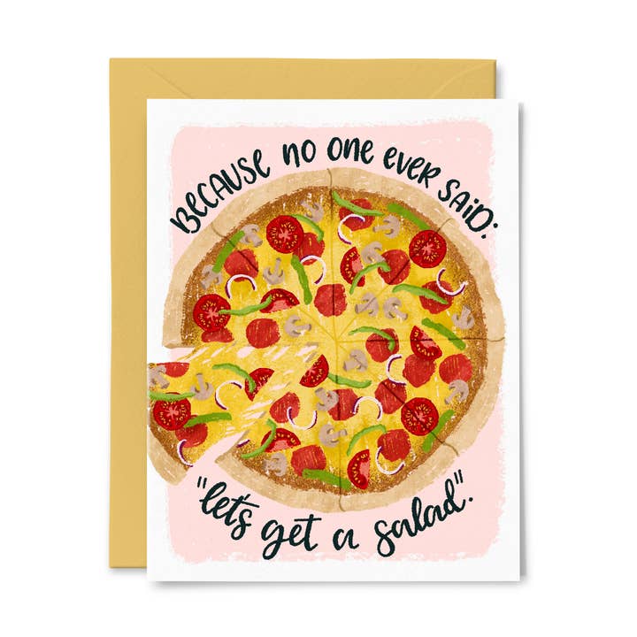 Tarjeta de felicitación divertida para pizza, Just Because para venta al por mayor de Paper Bunny Press