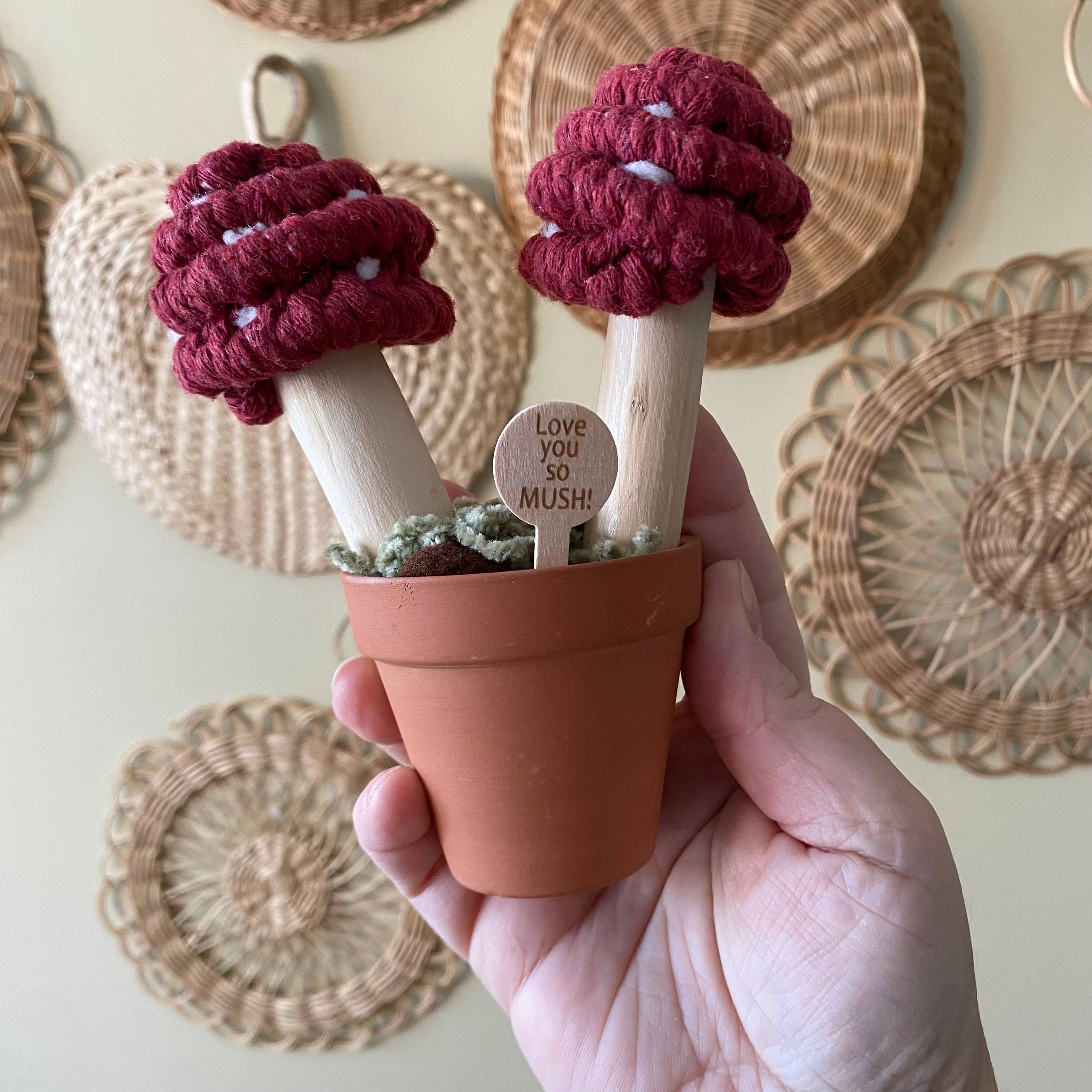 ForgetBKnot - Wholesale Artificial Plant - “Love you So Mush” Macrame Mushroom Arrangement2