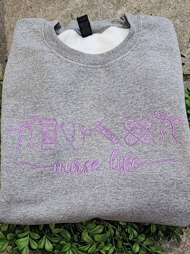 Nurse Life Embroidered Sweatshirt for wholesale by Taylors on Grace