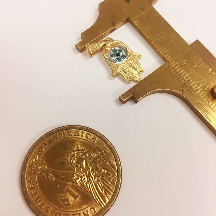 The Bead Bazaar - Wholesale Individual charm/pendant - 18K GF Large Hanging Hamsa Pendant For Necklace, Hamsa Hand Charm, Hand of Fatima, Hamsa Jewelry, Evil Eye Charm, Bulk Charms For Jewelry Making9