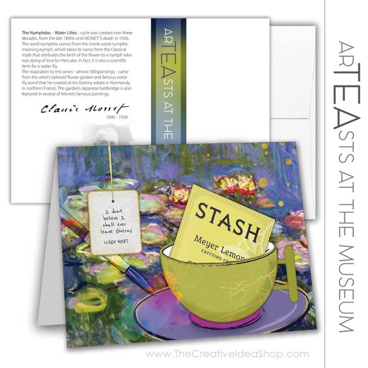 TEA Art Card Water Lilies CLAUDE MONET for wholesale by The Creative Idea Shop