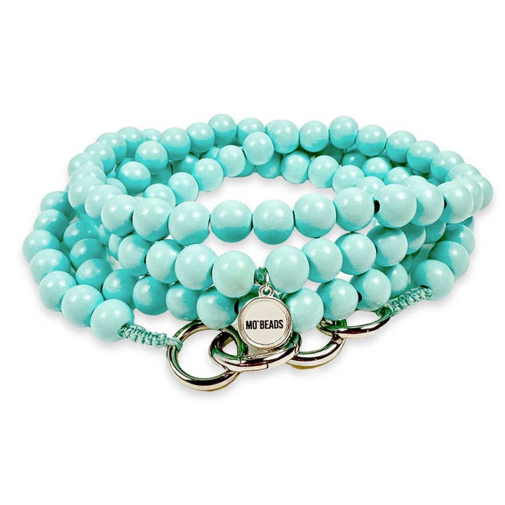 Lyseblåt mobiltelefonhalskæde af træperler for engroshandel hos Escapulario