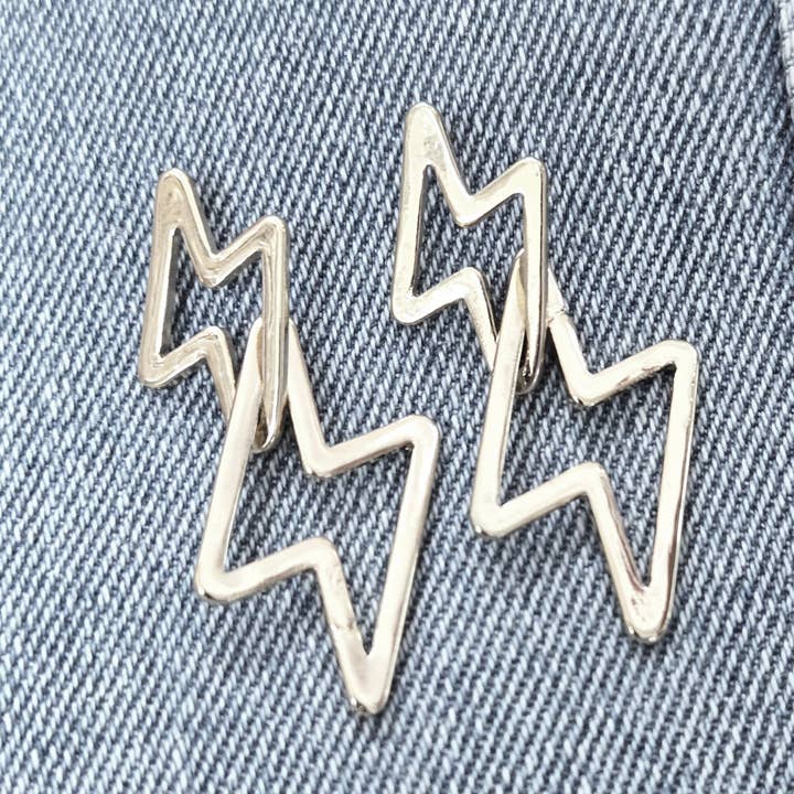 Greater Goods Imports & Wholesale - Wholesale Dangle Earrings - E1283 VER4748 Lightning Bolt Linked Dangle Earrings1