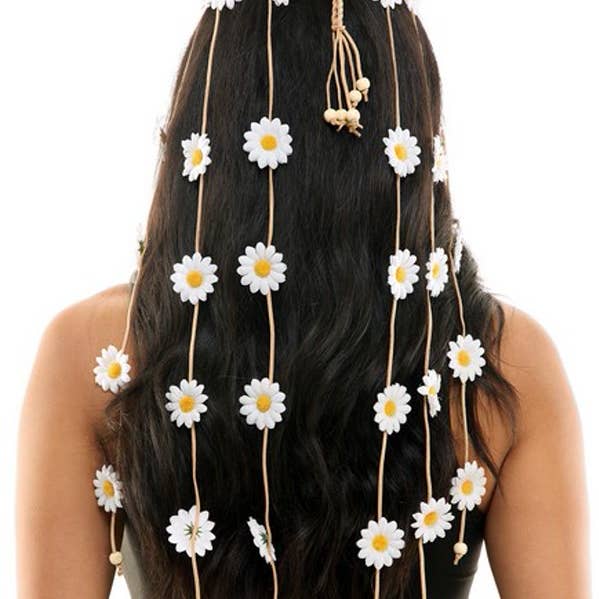 KBW Global Corp. - Wholesale Fashion Headband - Women's - 60s White Daisy Headband0