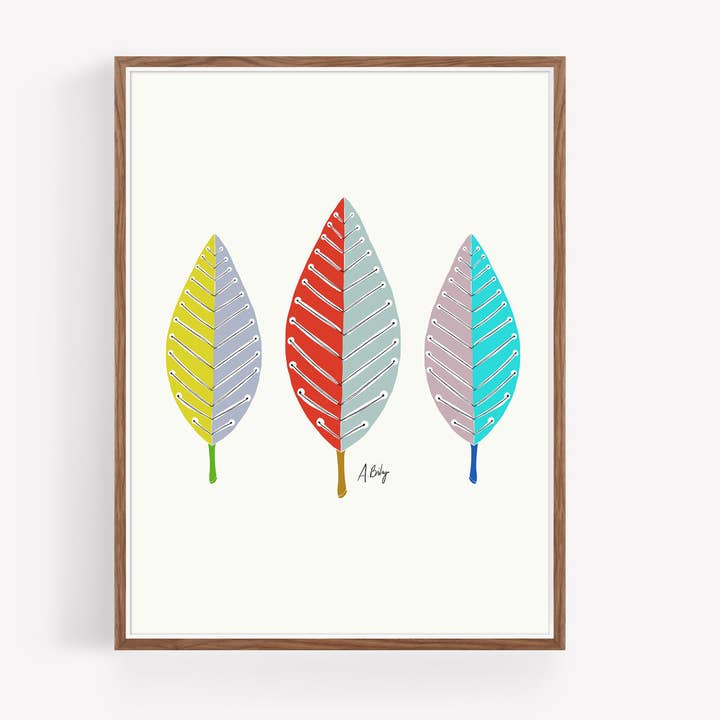 Leaves Trio No. 2 - Scandinavian Wall Art for wholesale by Annie Bailey Art