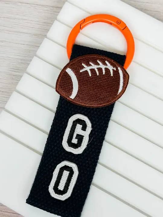 Football Game Day Key Chains - Black & Orange for wholesale by Prep Obsessed Wholesale