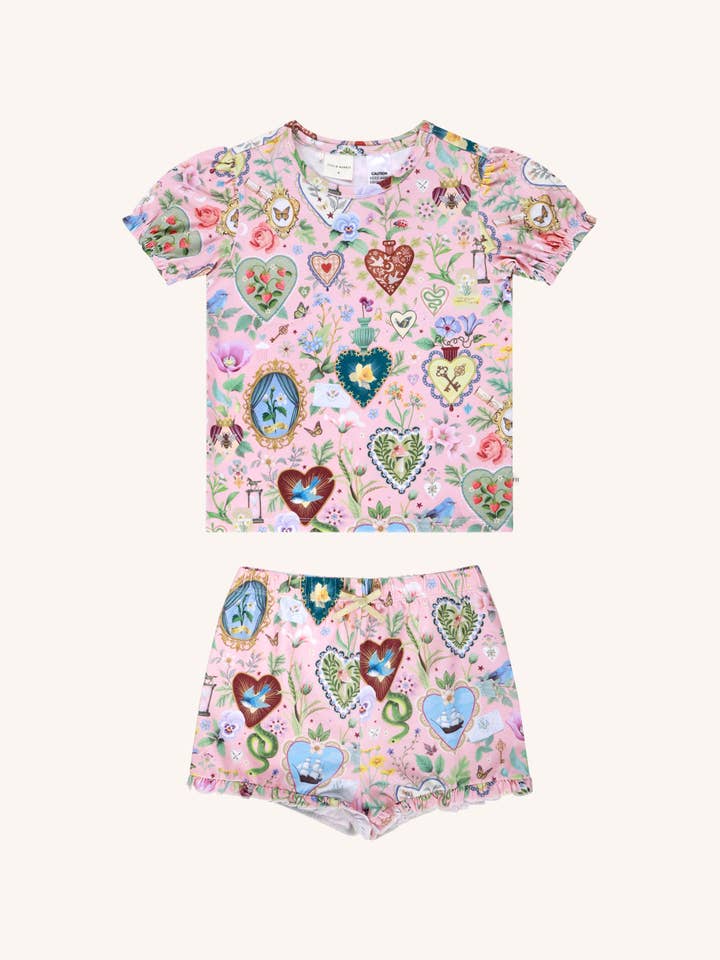 'All my Hearts' Plume Sleep Set - Parfait Pink for wholesale on Faire5