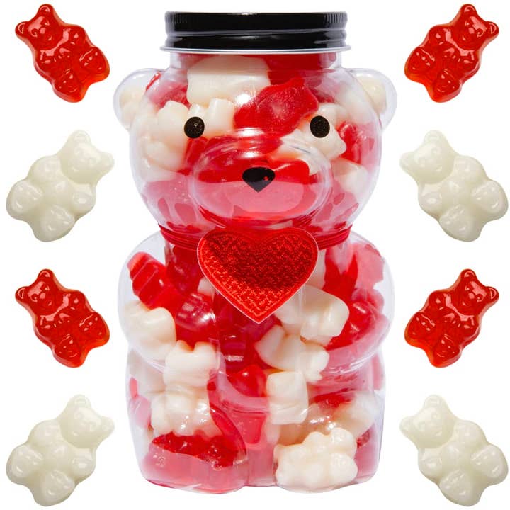 Father's Day Love Red & White Gummy Bears in Bear Jar for wholesale by Purple Plum