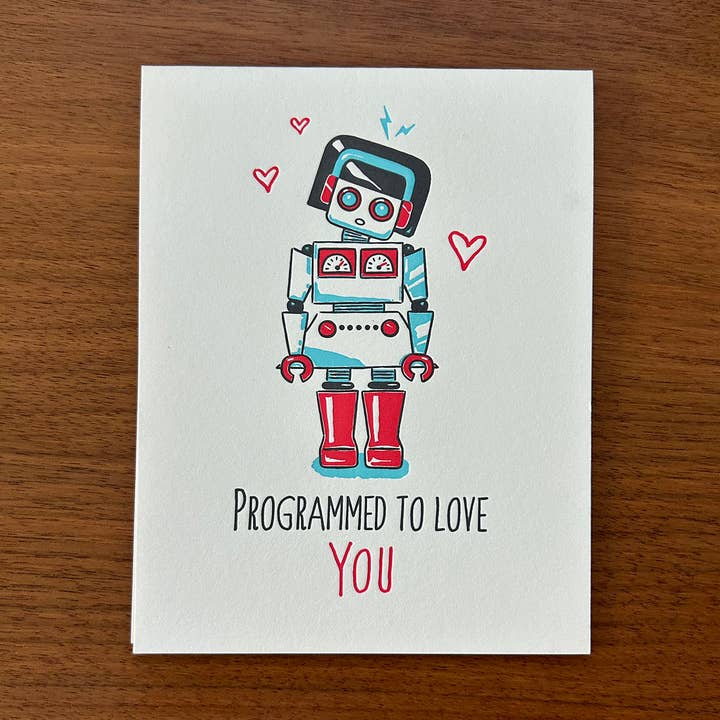 Robot Valentine Valentine's Day Greeting Card for wholesale by Ming Ong