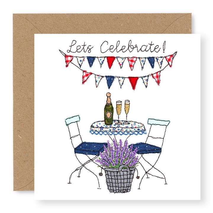 Afternoon Bubbly, Celebration Greetings Card for wholesale by Jane Buurman Handmade (Greetings Cards)