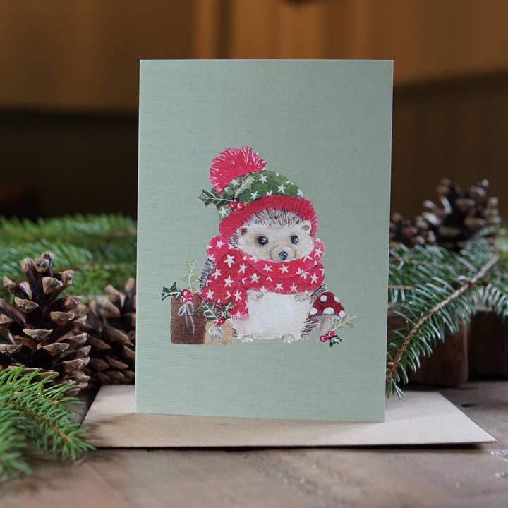 Festive Friend Card | Woodland Hedgehog Christmas Card for wholesale by Zoë Rose