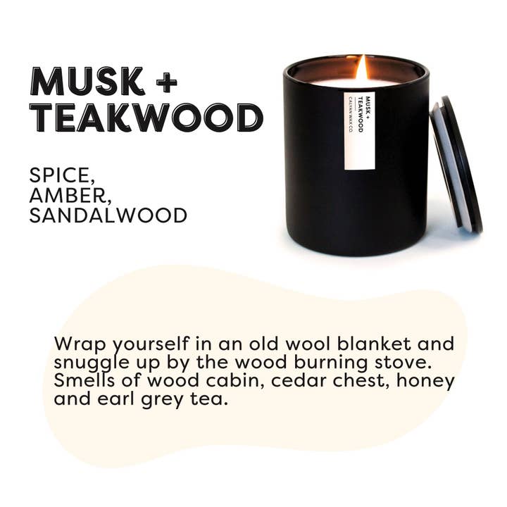 Calyan Wax Co. - Wholesale Jar/Filled Candle - Musk + Teakwood - Matte Black Tumbler Soy Candle1