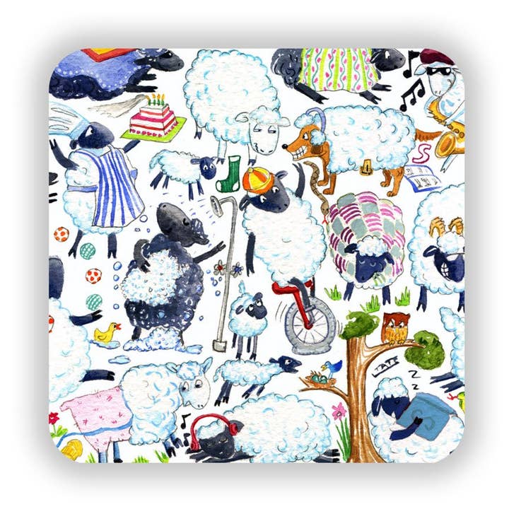 Sheep Coaster for wholesale by Louise Tate Illustration