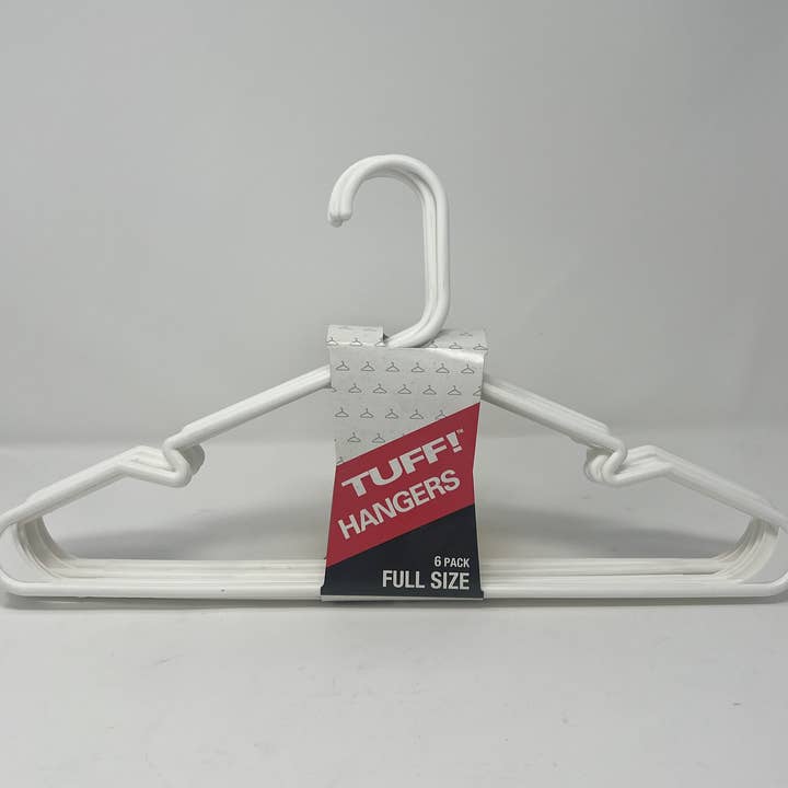 USA HomeMax - Wholesale Clothes Hangers - 6pk White Plastic Hangers