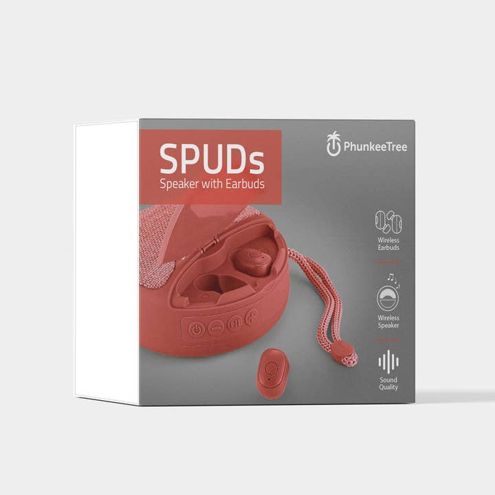 PhunkeeTree - Wholesale Speakers - Red - 2-1 Spuds With Wireless Speaker & Earbuds