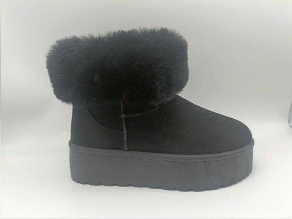 Sort MOON-07 vinterstøvler med platåsål og kunstpelsmanchet for engroshandel på Faire3