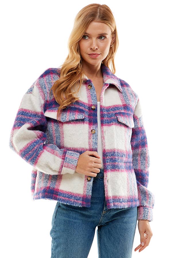 Wholesale PLAID SHACKET WITH POCKET for your store