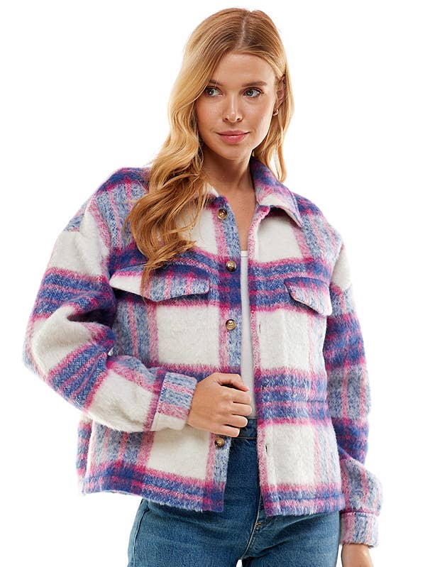PLAID SHACKET WITH POCKET for wholesale by ACOA COLLECTION