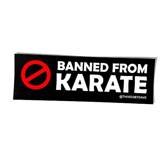 BANNED FROM KARATE Bumper Sticker for wholesale by Things By Dave