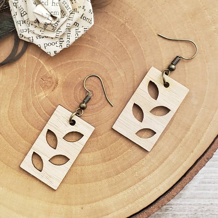 Bamboo leaf cut out earrings for wholesale by Gone Rogue Boutique