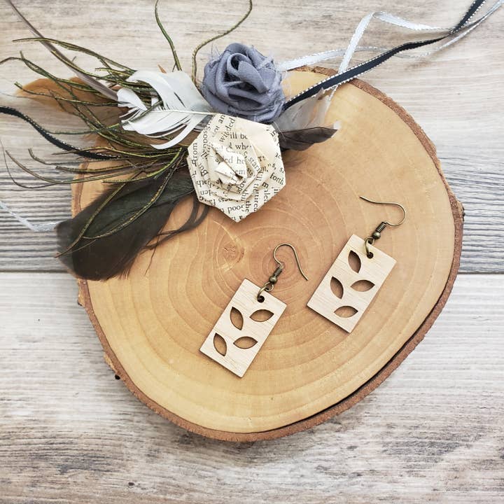 Bamboo leaf cut out earrings for wholesale by Gone Rogue Boutique