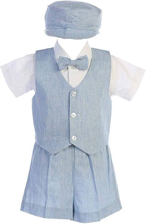 iGirlDress - Wholesale Clothing Set - Baby - Little Boy's Cotton seersucker suspender shorts3