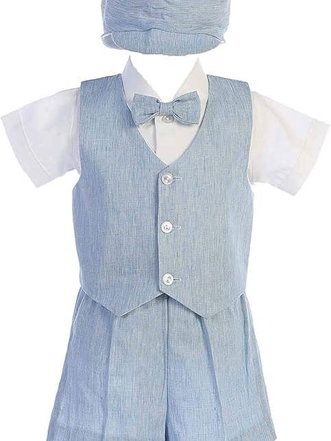 iGirlDress - Wholesale Clothing Set - Baby - Little Boy's Cotton seersucker suspender shorts3