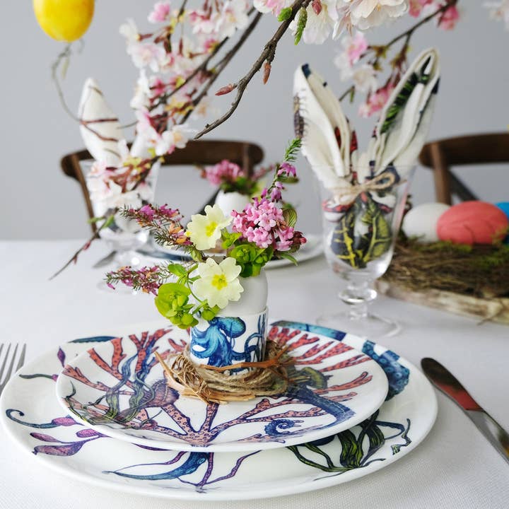 Cream Cornwall - Wholesale Egg Cup/Holder - Bone China Reef Egg Cup - Octopus