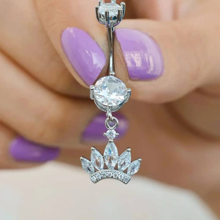 StockJWL – Engroshandel Navlering – Prinsessekrone navlepiercing, navlepiercing, buet vægtstang, navlepiercing, navlestang, navlering, vedhæng5