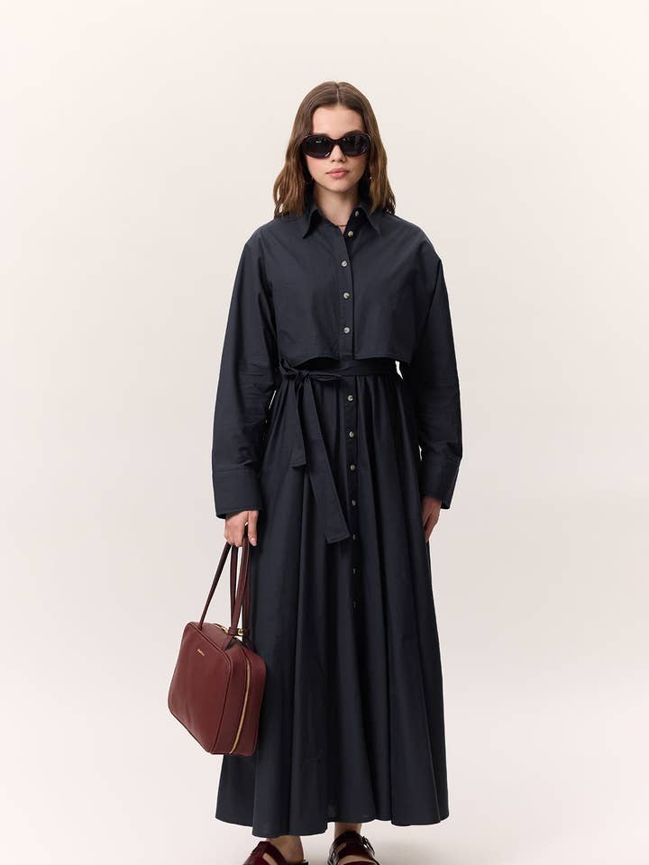 Vestido Camisero Estilo Trench Azul Marino para venta al por mayor de MANUKA