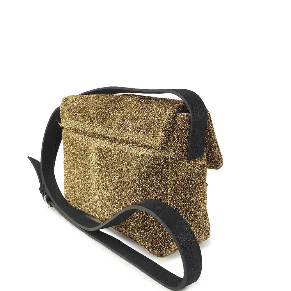 C Oui - Wholesale Crossbody Bag - Women's - Small iridescent gold fabric shoulder bag IBIZA 111