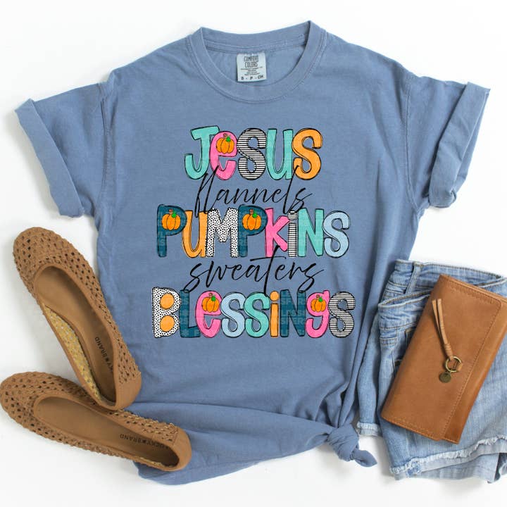 Jesus Flannels Græskar Sweaters Velsignelser #2402 DTF Transfer for engroshandel hos Flawless Transfers