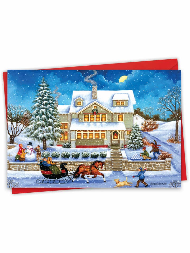 Carte de Noël - Noël dans la vieille ville pour la vente par NobleWorks